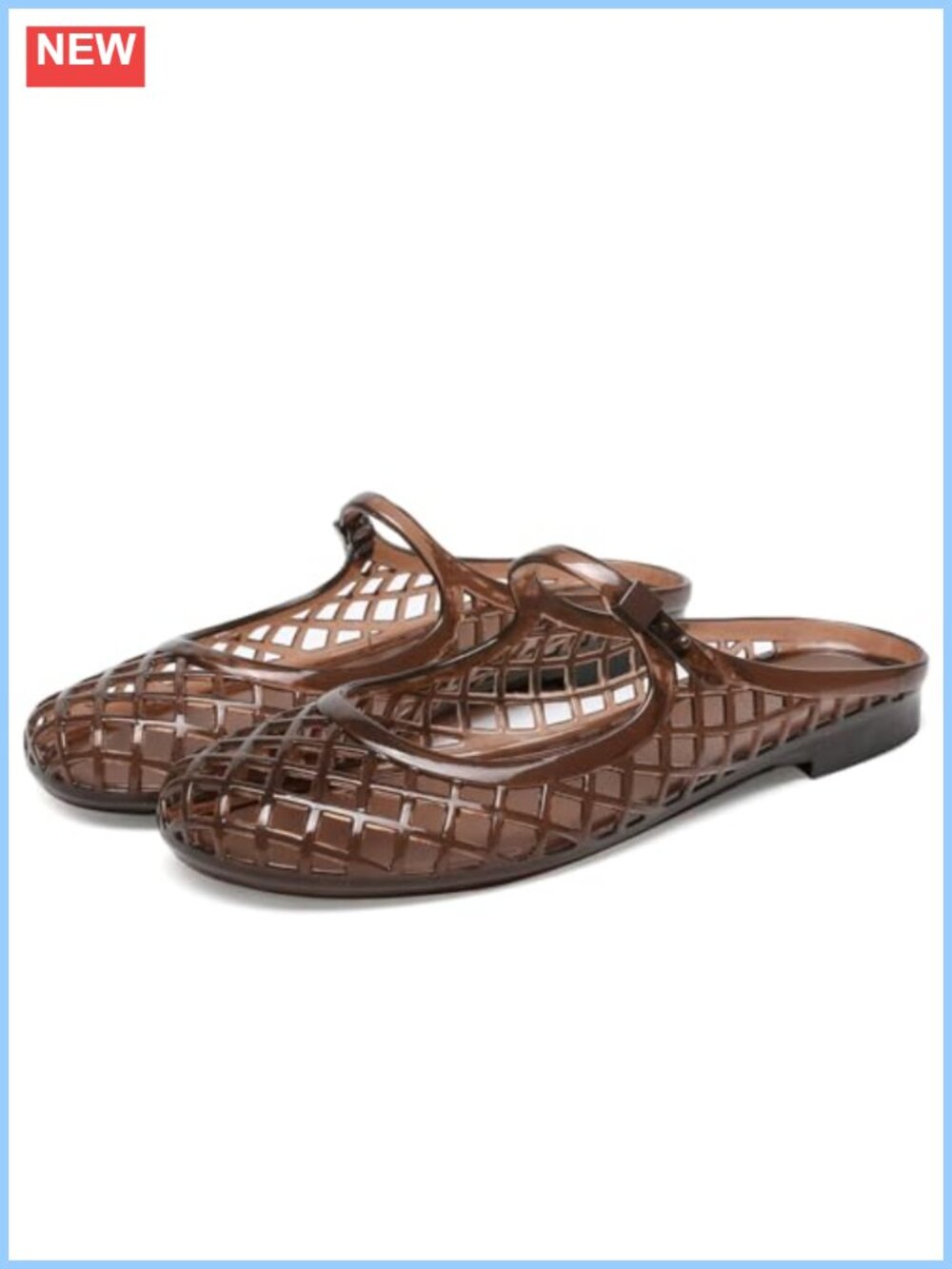 Women's Mary Jane Jelly Slide Sandals Mesh Perforated Flat Mules